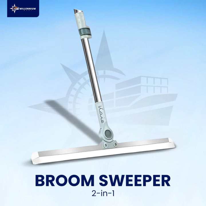 Broom sweeper with squeegee on a blue background, featuring the Millennium brand.