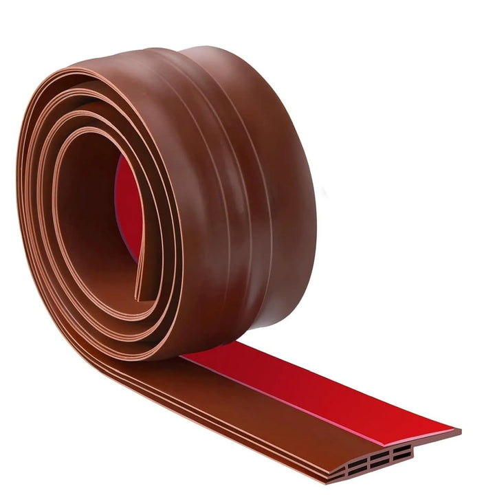 A roll of brown flexible seal or gasket material with a red adhesive backing, shown on a plain white background.