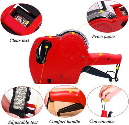Pricing Tag Gun | 8-Digit Label Gun with 5150 White Stickers & Extra Inkers Efficient, Accurate, and Ready for Your Retail Needs.