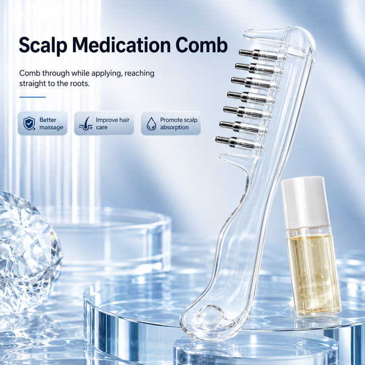 2-in-1 Transparent Essential Oil Applicator & Scalp Massager Comb