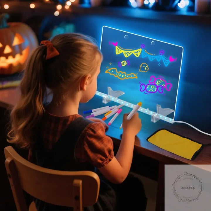 LED Glowing Drawing Board For Kids With 7 Color Markers