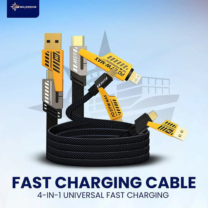 4-in-1 65W Fast Charging Data Cable – USB-C & Lightning Multi Charging Cable