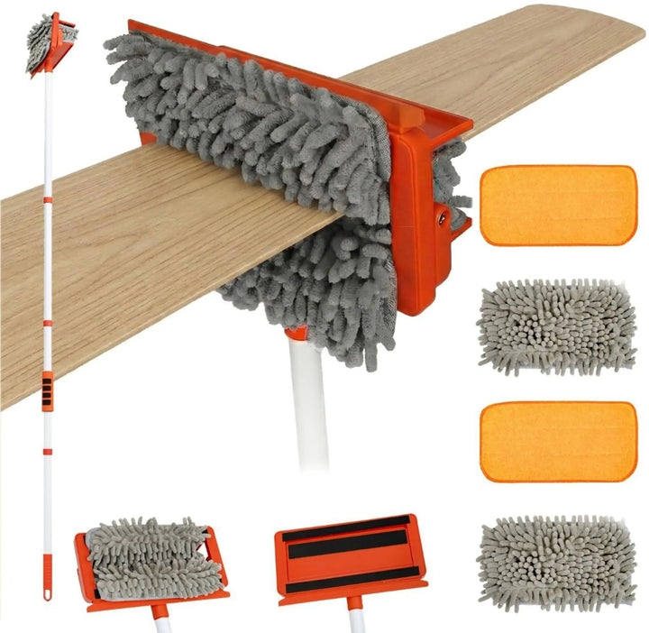 3 in 1 Fan Cleaner Duster with Extendable Long Handle for Ceiling Fan Blade,Fan Cleaning Mop with 2 Microfiber Mop